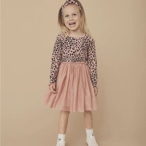 Huxbaby - Leopard Rib Ballet Dress - Dusty Rose
